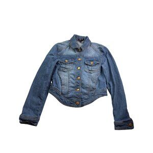 Fire Los Angeles Womens Cropped Denim Jacket Size M Blue